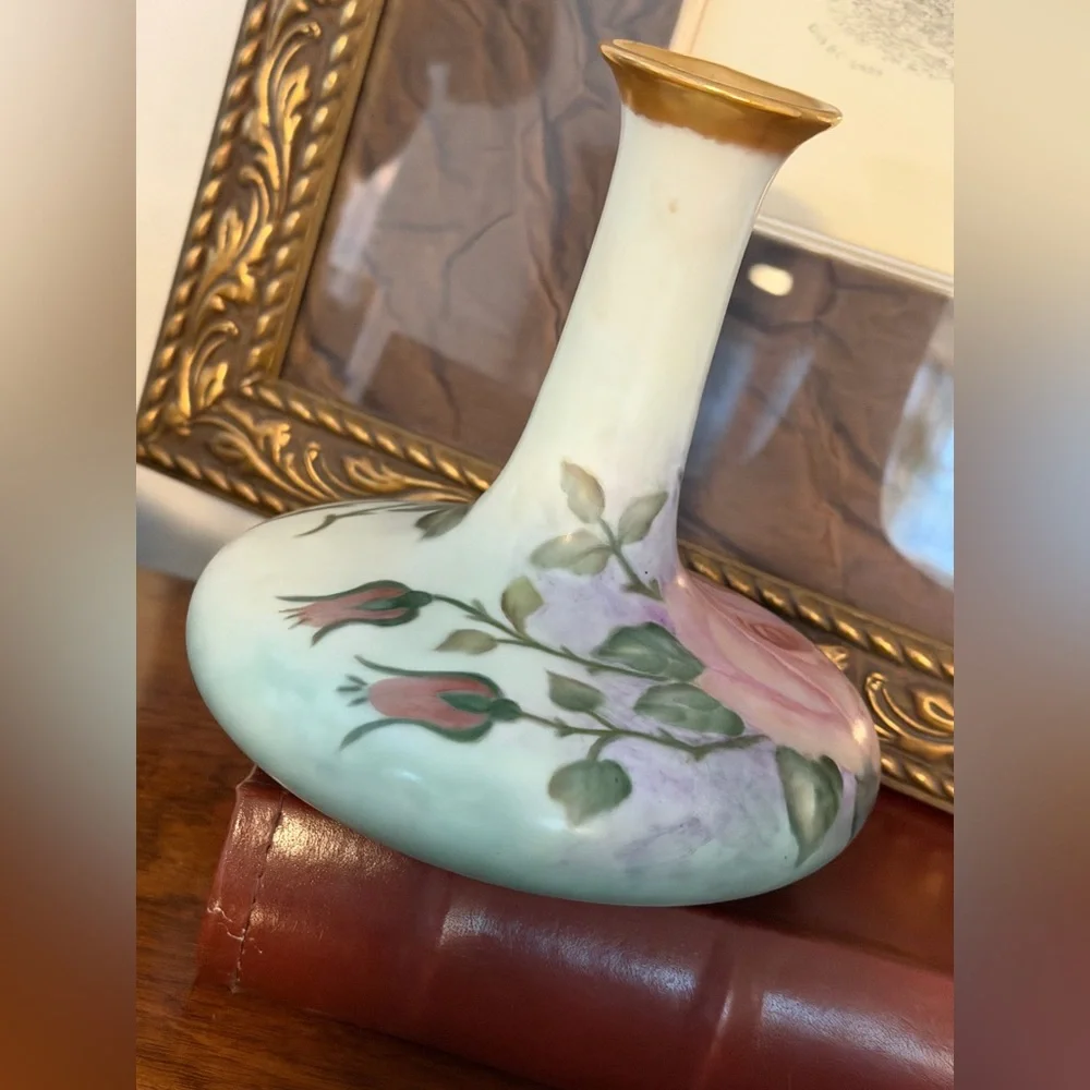 Vintage 1950’s Floral Porcelain 6” Vase. Signed | Delicate | Heritage | Pastel